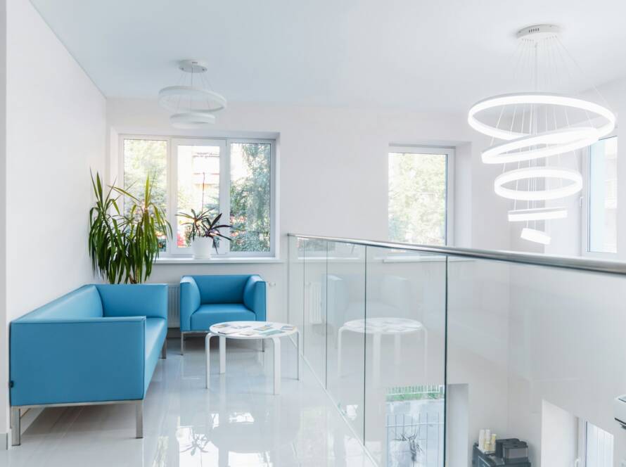 Lobby in modern medical clinic