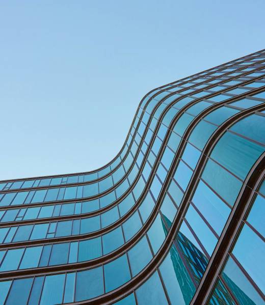 Modern Curved Glass Building Exterior